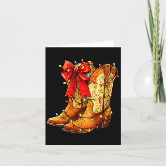 Womens Christmas Coquette Bow Cowgirl Boots Wester Kaart (Voorkant)