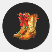 Womens Christmas Coquette Bow Cowgirl Boots Wester Ronde Sticker (Voorkant)