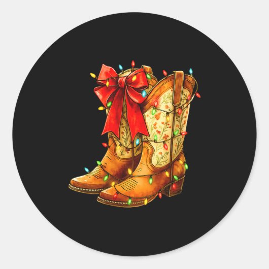 Womens Christmas Coquette Bow Cowgirl Boots Wester Ronde Sticker (Voorkant)
