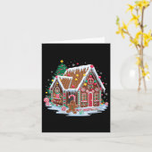 Womens Christmas Gingerbread House Candy Cane X-ma Kaart (Gele Bloem)