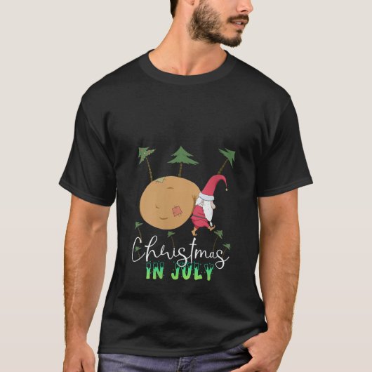 Womens Christmas in July Tee Funny Gnome Summer Va T-shirt (Voorkant)