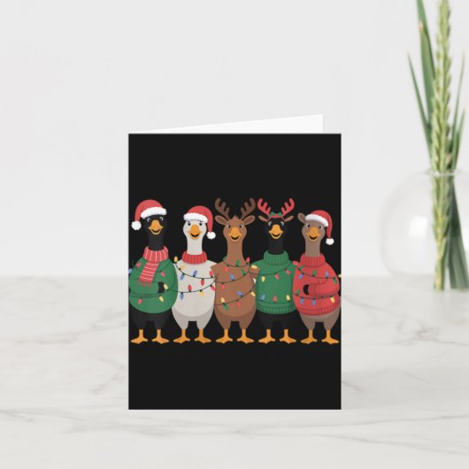 Womens Christmas Lights Goose Santa Funny Xmas Duc Kaart (Voorkant)