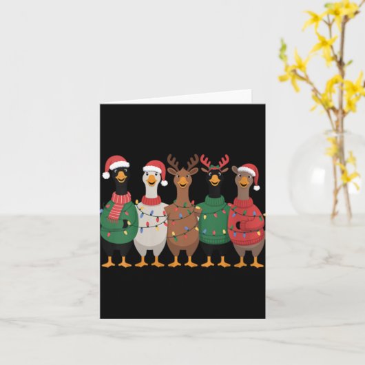 Womens Christmas Lights Goose Santa Funny Xmas Duc Kaart (Gele Bloem)