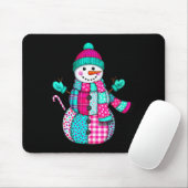 Womens Christmas Patchwork Snowman Preppy Retro Me Muismat (Met muis)