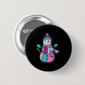 Womens Christmas Patchwork Snowman Preppy Retro Me Ronde Button 5,7 Cm (Voorkant /achterkant)