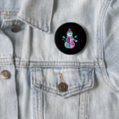 Womens Christmas Patchwork Snowman Preppy Retro Me Ronde Button 5,7 Cm (In situ)