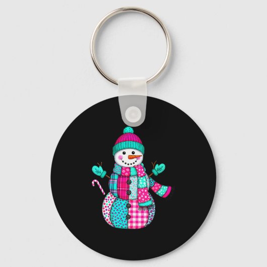 Womens Christmas Patchwork Snowman Preppy Retro Me Sleutelhanger (Voorkant)