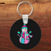 Womens Christmas Patchwork Snowman Preppy Retro Me Sleutelhanger (Voorkant)