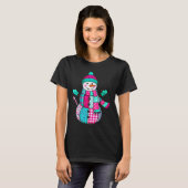 Womens Christmas Patchwork Snowman Preppy Retro Me T-shirt (Voorkant volledig)