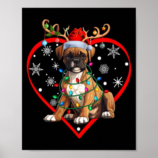 Womens Christmas Reindeer Santa Love Boxer Lovers  Poster (Voorkant)