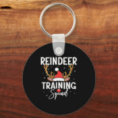 Womens Christmas Running Team Funny Reindeer Train Sleutelhanger (Voorkant)