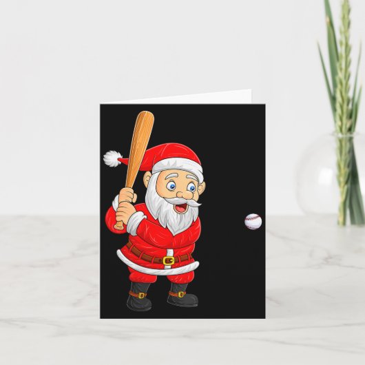 Womens Christmas Santa Playing Baseball Xmas Funny Kaart (Voorkant)