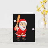 Womens Christmas Santa Playing Baseball Xmas Funny Kaart (Gele Bloem)