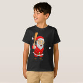 Womens Christmas Santa Playing Baseball Xmas Funny T-shirt (Voorkant volledig)