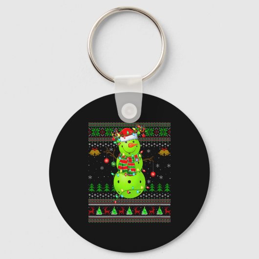 Womens Ckleball Snowman Ugly Christmas Sweater Srt Sleutelhanger (Voorkant)