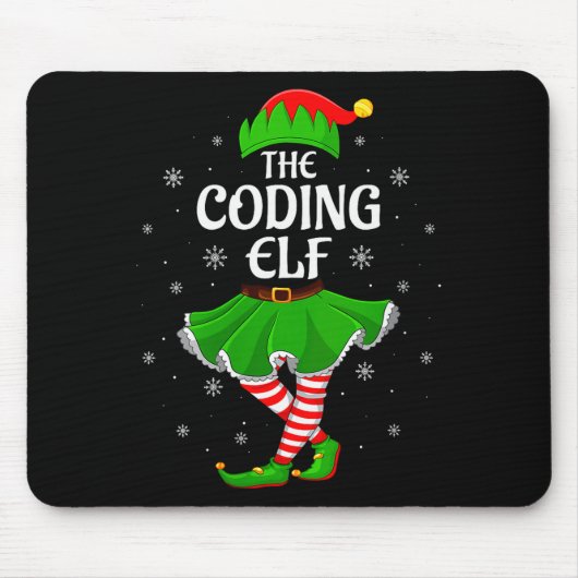 Womens Coding Elf Christmas Family Girls Women Elf Muismat (Voorkant)