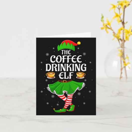 Womens Coffee Drinking Elf Christmas Girls Women E Kaart (Gele Bloem)