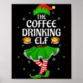 Womens Coffee Drinking Elf Christmas Girls Women E Poster (Voorkant)