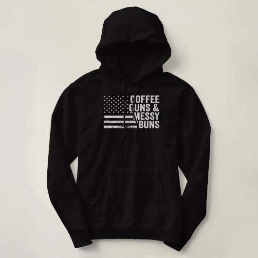 Womens Coffee Pistolen & Messy Buns - Camo USA Fla Hoodie (Design voorkant)