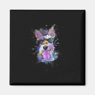 Womens Colorful Schnauzer Dog Design V-Neck Magneet