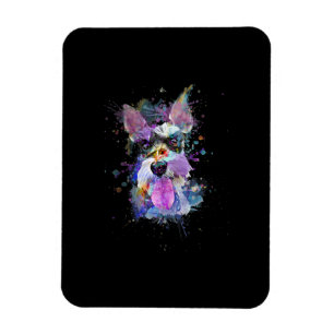 Womens Colorful Schnauzer Dog Design V-Neck Magneet