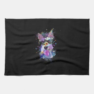 Womens Colorful Schnauzer Dog Design V-Neck Theedoek