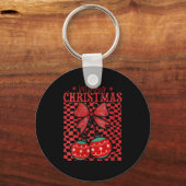 Womens Coquette Bow Christmas Cherries Merry Chris Sleutelhanger (Voorkant)