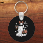 Womens Coquette Leopard Ghost Coffee Boo-jee Hallo Sleutelhanger (Voorkant)