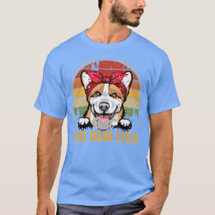 Womens Corgi Best Dog Mam Ever Retro Gifts Mam Mot T-shirt