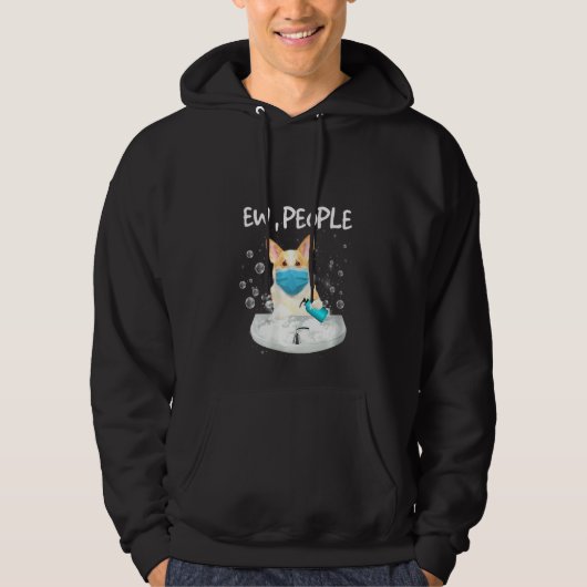 Womens Corgi Ew Mensen Handen met een F Hoodie (Voorkant)