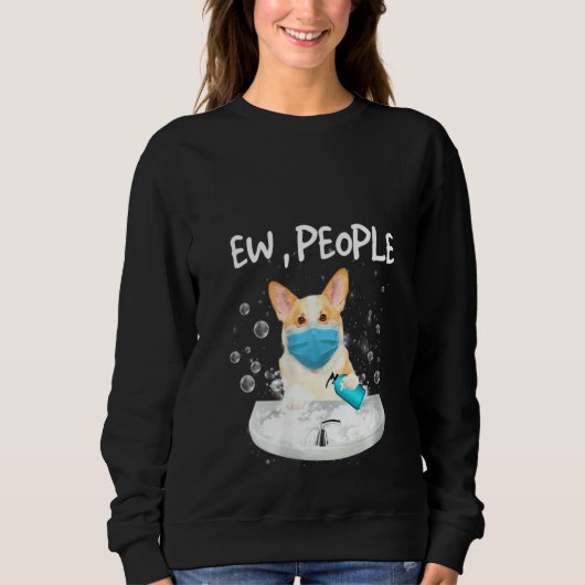 Womens Corgi Ew Mensen Handen met een F Trui (Voorkant)