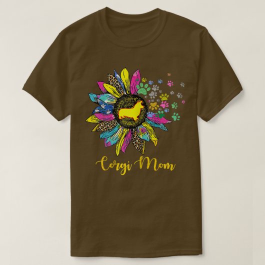 Womens Corgi mama Sunflower Gifts Dog mama's T-shirt (Design voorkant)