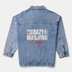 Womens Crazy Mahjong Lady citaat voor een Mahjong Denim Jacket