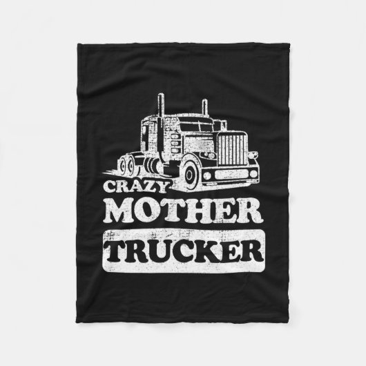 Womens Crazy Moeder Trucker Funny Trucker Wife Fleece Deken (Voorkant)