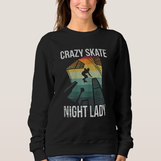 Womens Crazy Schaats Night Lady voor rolschaatsen Trui (Voorkant)