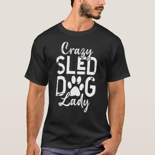Womens Crazy Sled Dog Lady 2 T-shirt (Voorkant)
