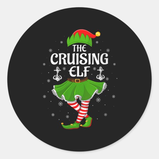 Womens Cruising Elf Christmas Family Girls Women E Ronde Sticker (Voorkant)