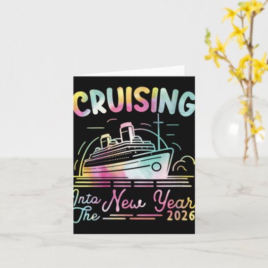 Womens Cruising Into New Year 2026 Countdown Party Kaart (Gele Bloem)