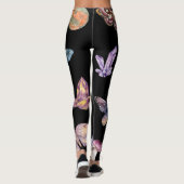 Women's Crystals & Moths Black Fashion Leggings (Achterkant)