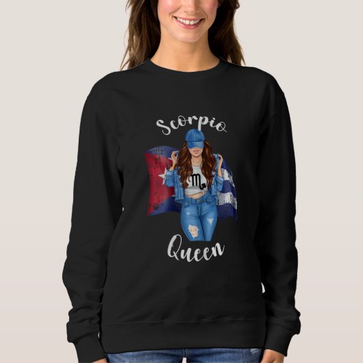 Womens Cuban Scorpio Queen Of Cuba Flag Zodiac Sym Trui (Voorkant)