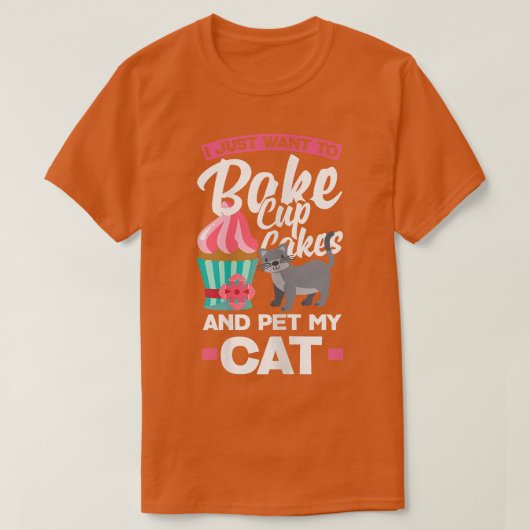 Womens Cupcake Baking Cat Owner T-Shirt (Design voorkant)