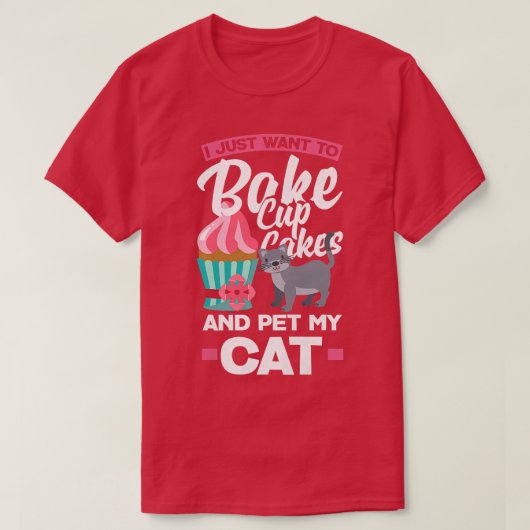 Womens Cupcake Baking Cat Owner T-shirt (Design voorkant)