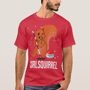 Womens Curling Sport Mascot Curlsquirrel Curling S T-shirt