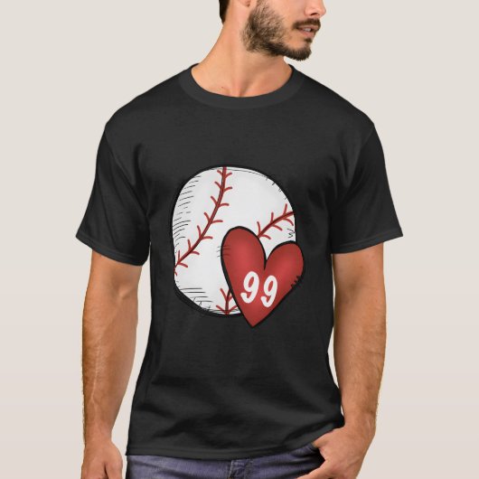 Womens Custom Baseball Moeder Nummer 99 Hart Voor T-shirt (Voorkant)