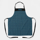 Women's Custom Name Blue Geometric Pattern Apron Schort (Voorkant)