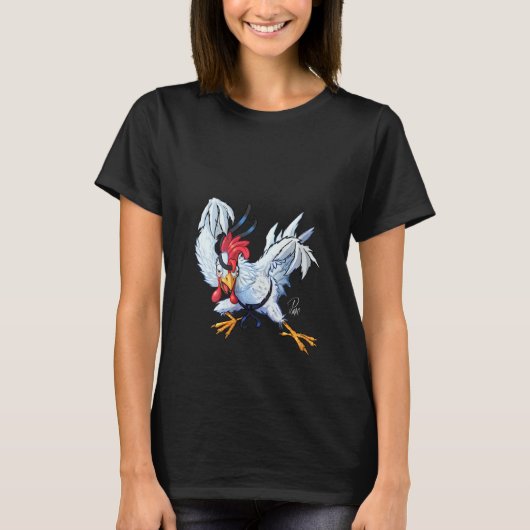 Womens Cute and Funny Karate Chicken Warrior Chick T-shirt (Voorkant)