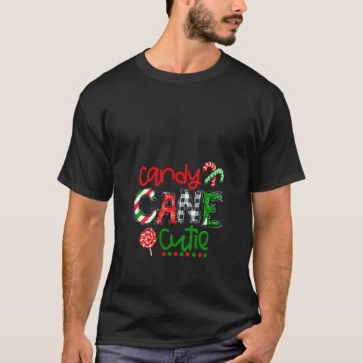 Womens Cute Cane Snoep Kerstmis T-shirt (Voorkant)