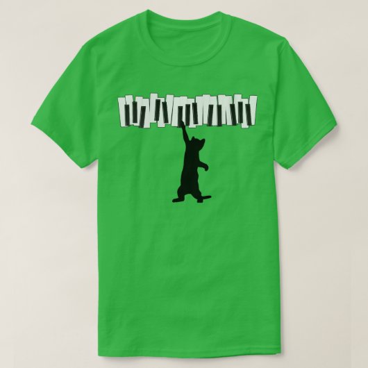 Womens Cute Cat Kat Piano Note Clef Musi T-shirt (Design voorkant)