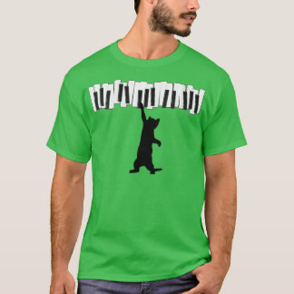 Womens Cute Cat Kat Piano Note Clef Musi T-shirt