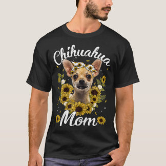 Womens Cute Chihuahua Ma Sunflower Dog mama T-shirt